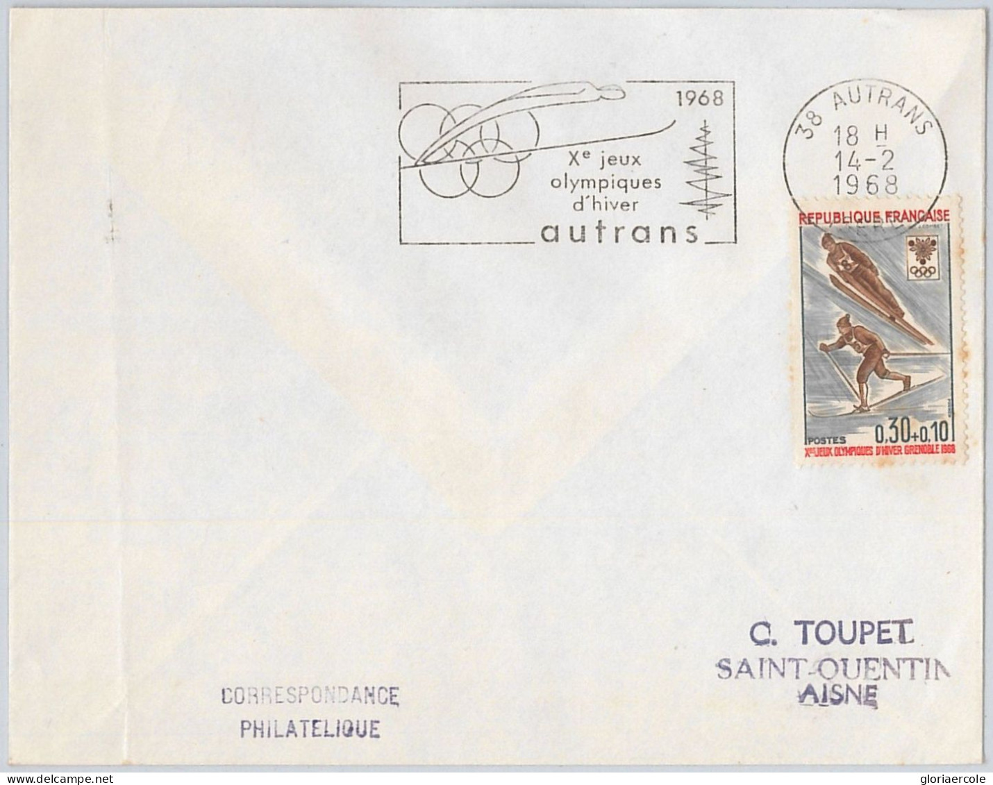 51149 - FRANCE - POSTAL HISTORY - 1968 Winter Olympic Postmark On Cover - Hiver 1968: Grenoble