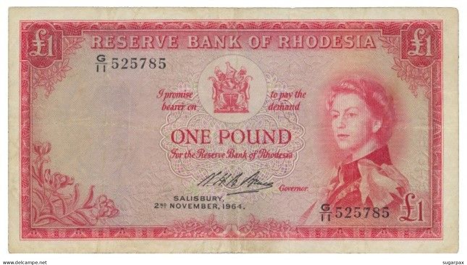 RHODESIA - 1 Pound - 2.11.1964 - Pick 25 - RRRRRRRRRR - Queen Elizabeth II - Rhodésie