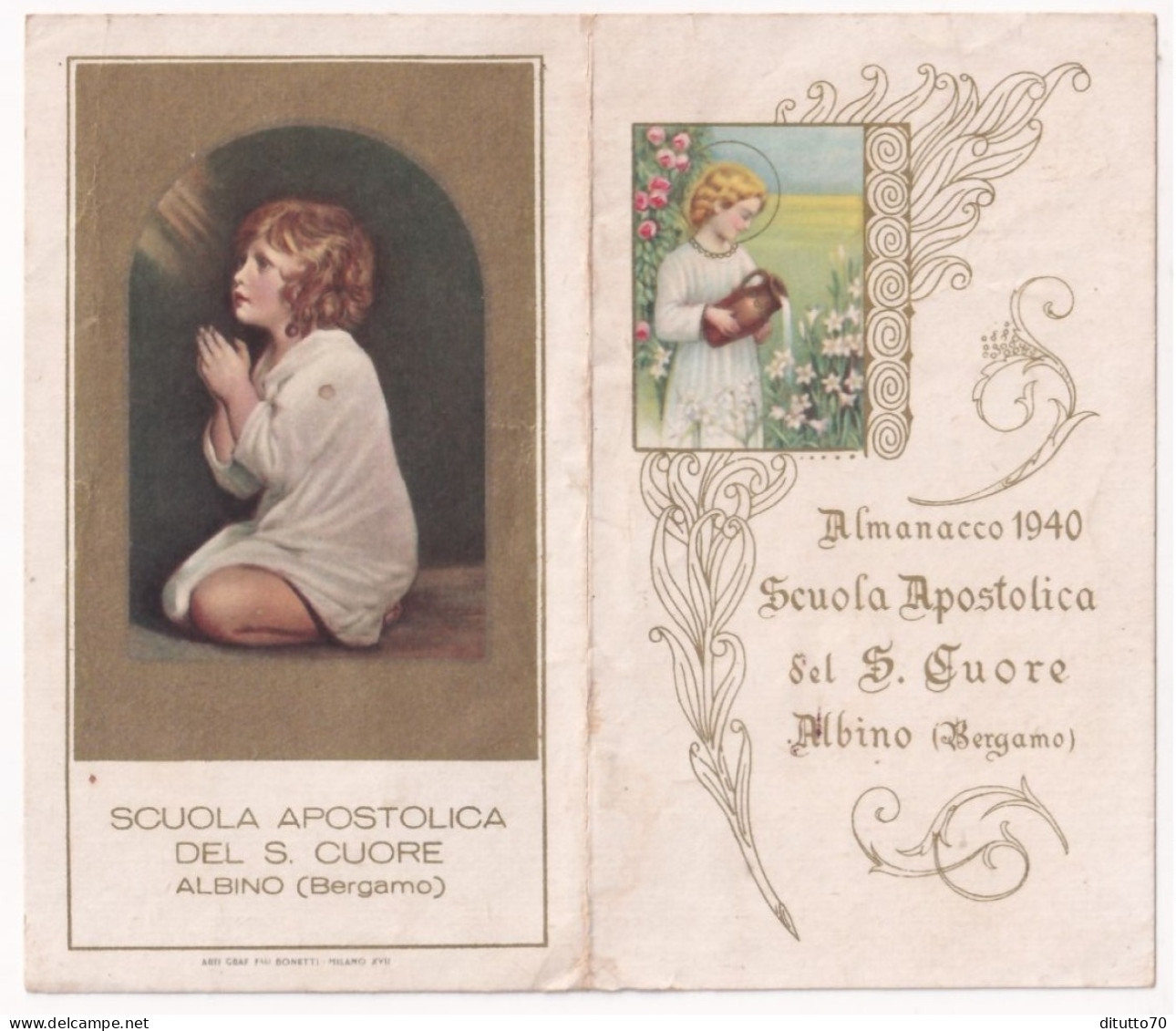 Calendarietto - Scuola Apostolica Del S.cuore  - Albino - Bergamo - Anno 1940 - Tamaño Pequeño : 1921-40