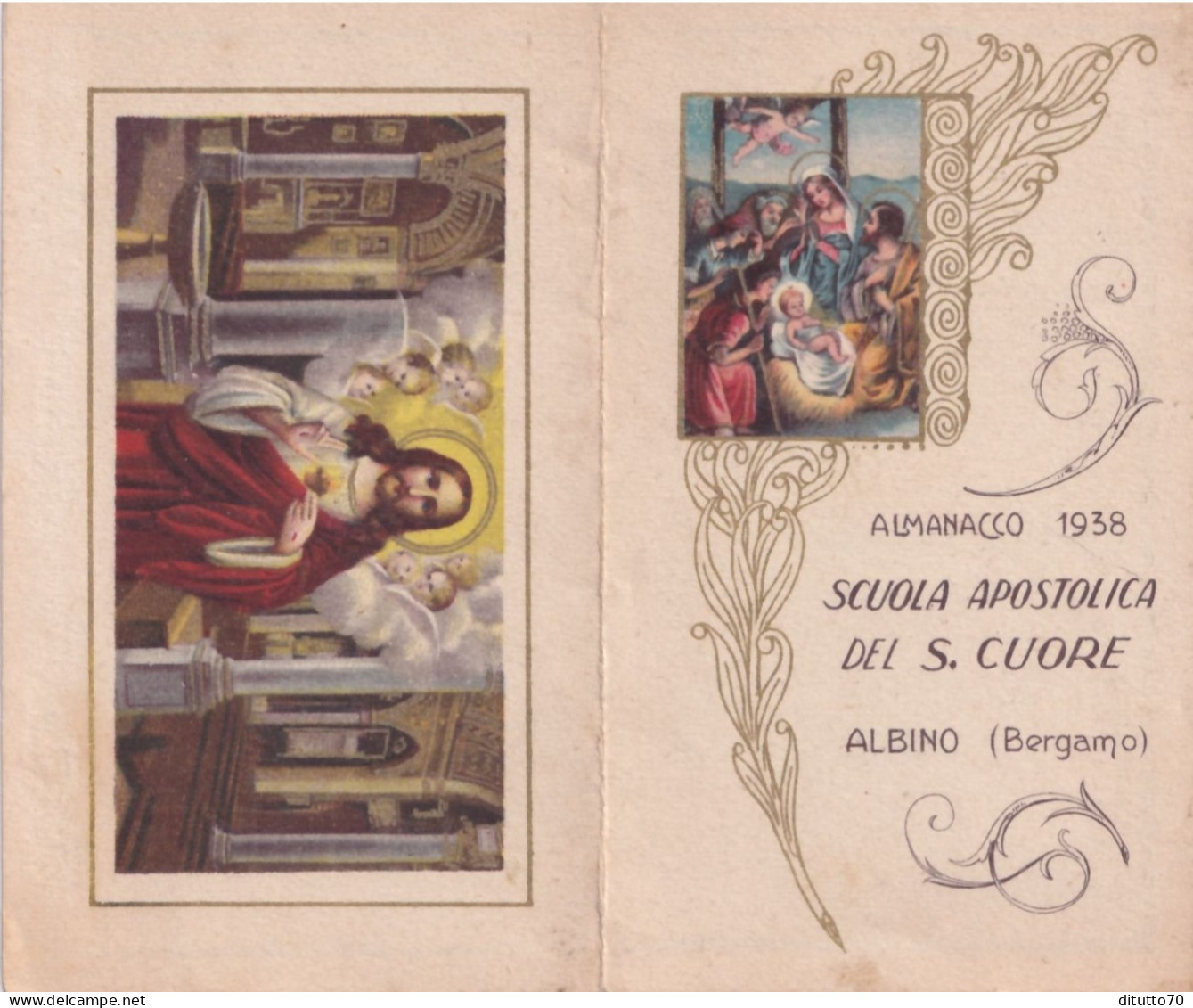 Calendarietto - Scuola Apostolica Del S.cuore - Albino - Bergamo - Anno 1938 - Petit Format : 1921-40