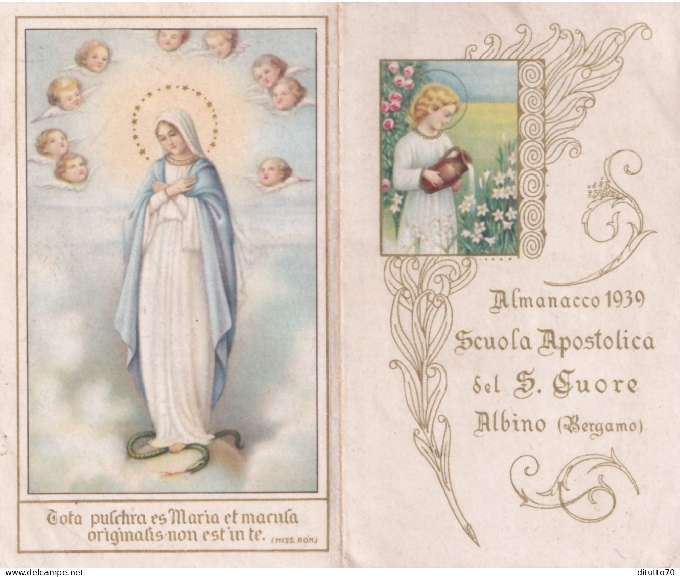 Calendarietto - Scuola Apostolica Del S.cuore - Albino - Bergamo - Anno 1939 - Formato Piccolo : 1921-40