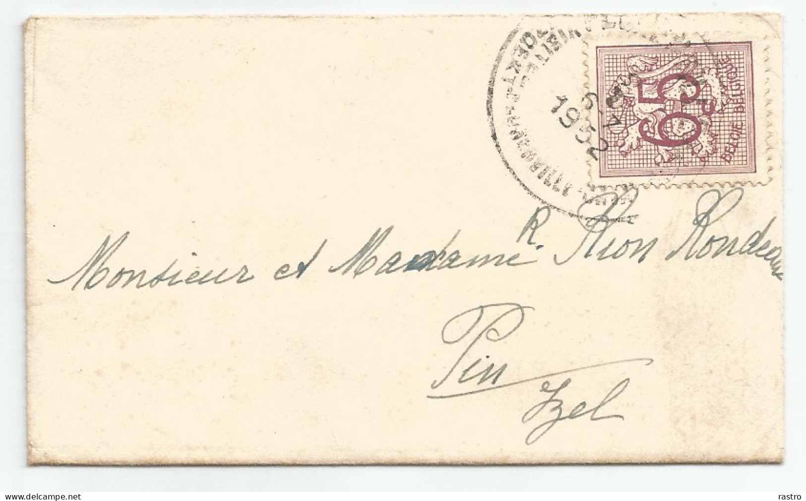 N° 856 (65c  Brun-violet) Sur Petite Enveloppe (avec Carte De Visite) à Destination De Pin-Izel  (1952) - 1951-1975 León Heráldico