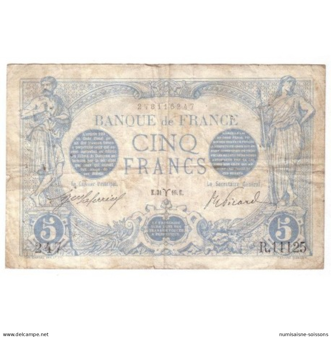 FAY 02/37 - 5 FRANCS BLEU - 31/03/1916 - BELIER - TRES TRES BEAU - PICK 70 - Non Classés