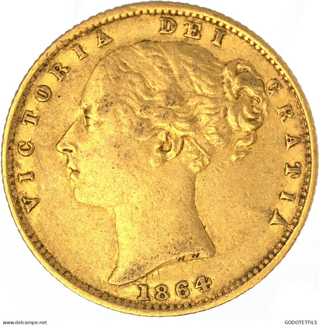 Royaume-Uni-Souverain Victoria  1864 Londres - 1 Sovereign