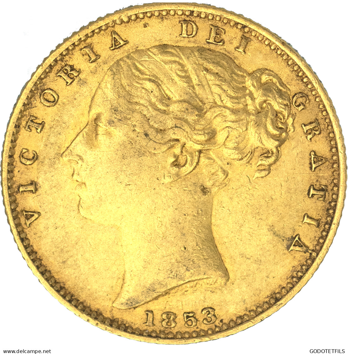 Royaume-Uni-Souverain Victoria  1853 Londres - 1 Sovereign