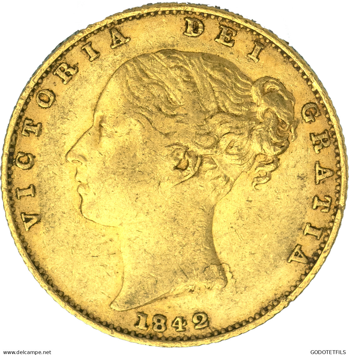 Royaume-Uni-Souverain Victoria  1842 Londres - 1 Sovereign