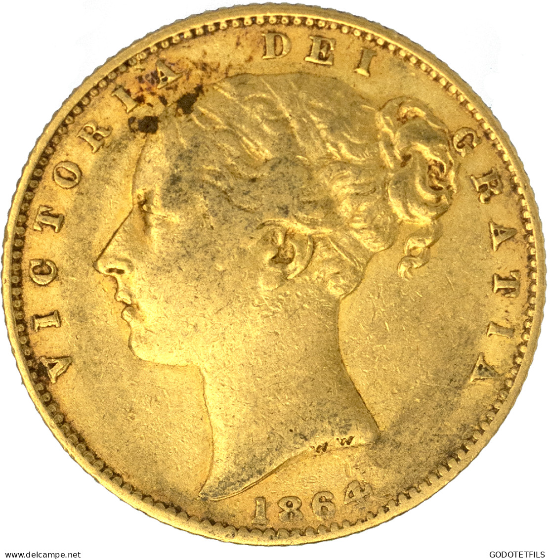 Royaume-Uni-Souverain Victoria  1864 Londres - 1 Sovereign