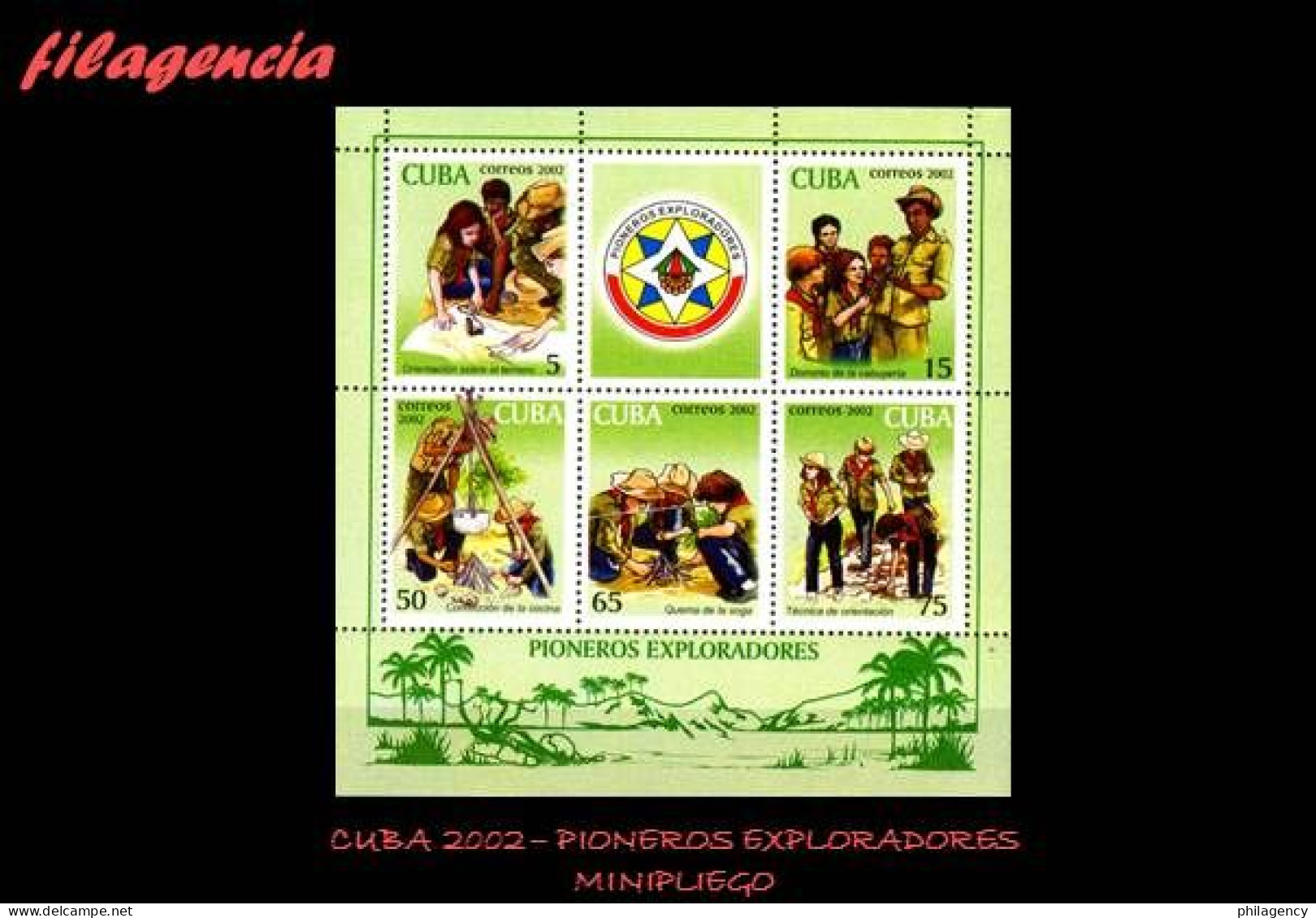 CUBA MINT. 2002-04 PIONEROS EXPLORADORES. MOVIMIENTO SCOUT. HOJA BLOQUE - Nuevos