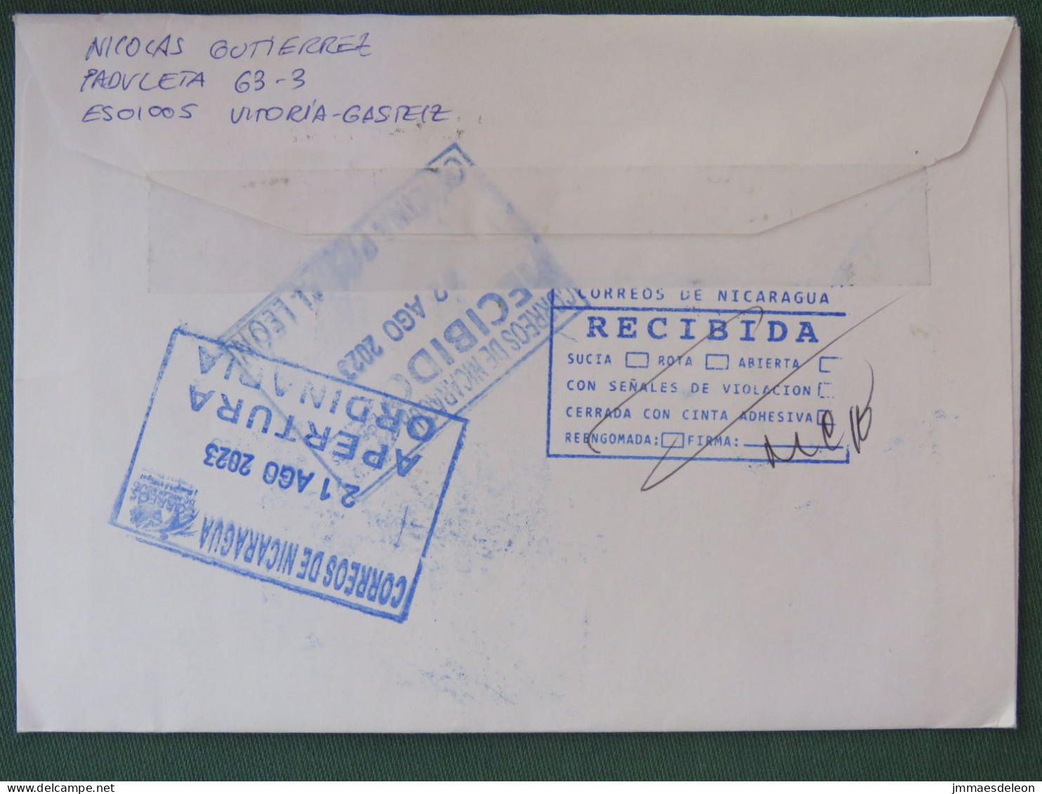 Spain 2023 Cover To Nicaragua - Football - Road Safety - Dog Poop - Lettres & Documents