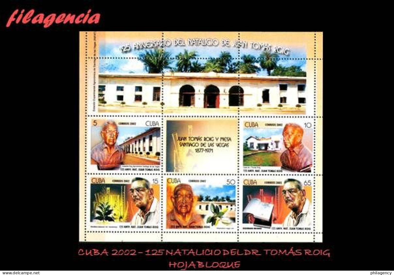 CUBA MINT. 2002-08 CENTENARIO DEL BOTÁNICO CUBANO JUAN TOMÁS ROIG. HOJA BLOQUE - Nuevos