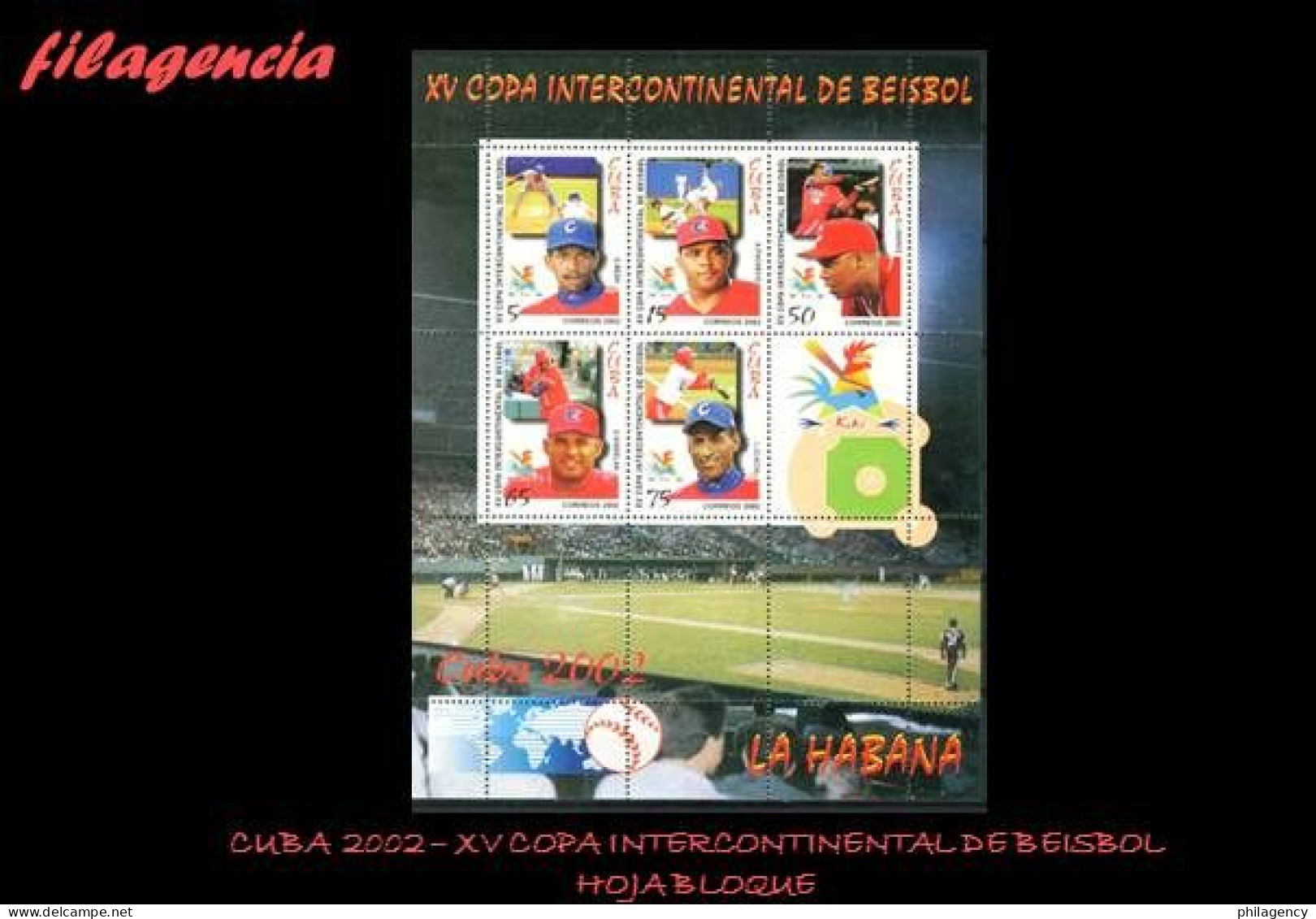 CUBA MINT. 2002-20 XV COPA INTERCONTINENTAL DE BÉISBOL. HOJA BLOQUE - Nuevos