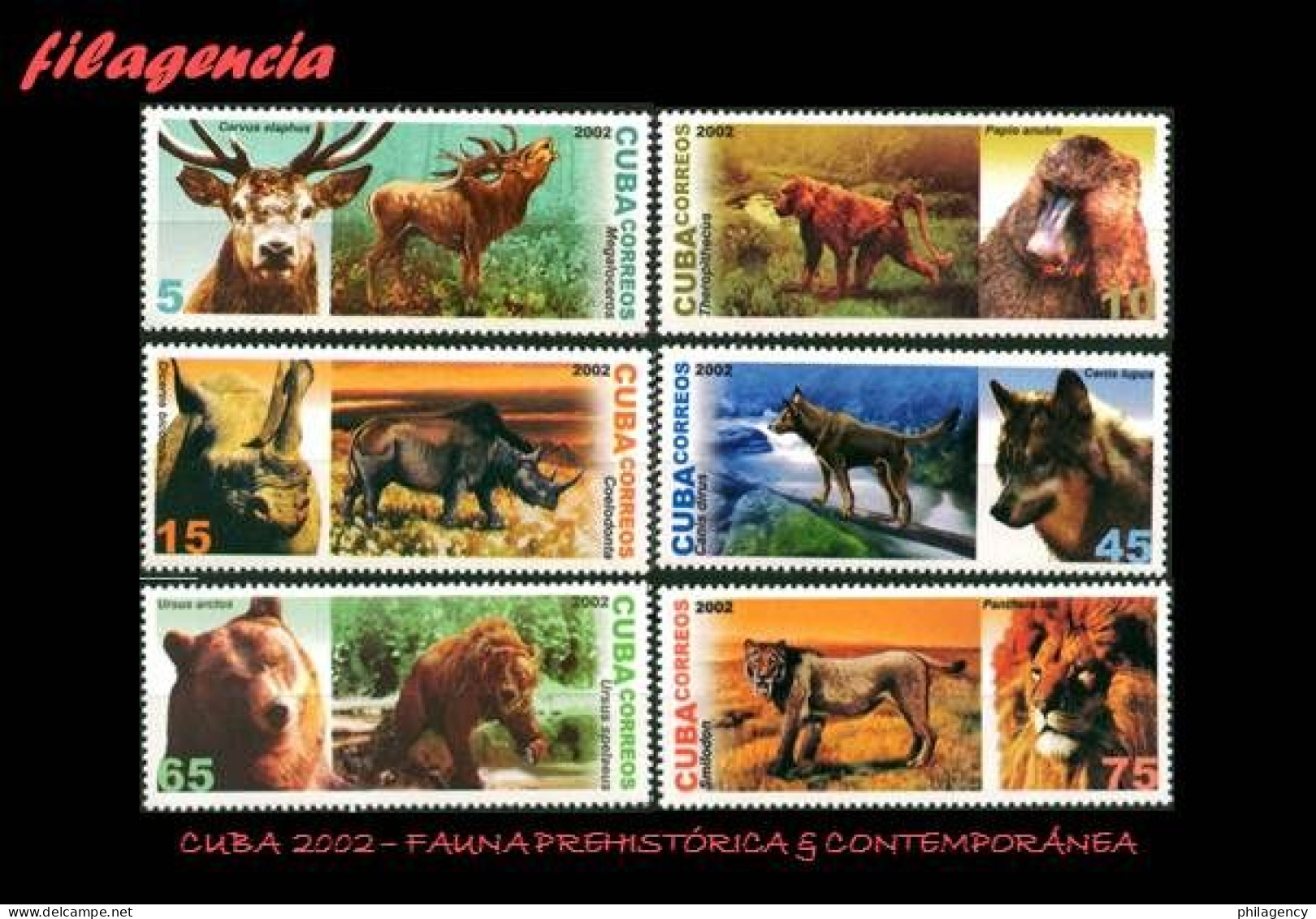 CUBA MINT. 2002-28 FAUNA PREHISTÓRICA & CONTEMPORÁNEA - Nuevos