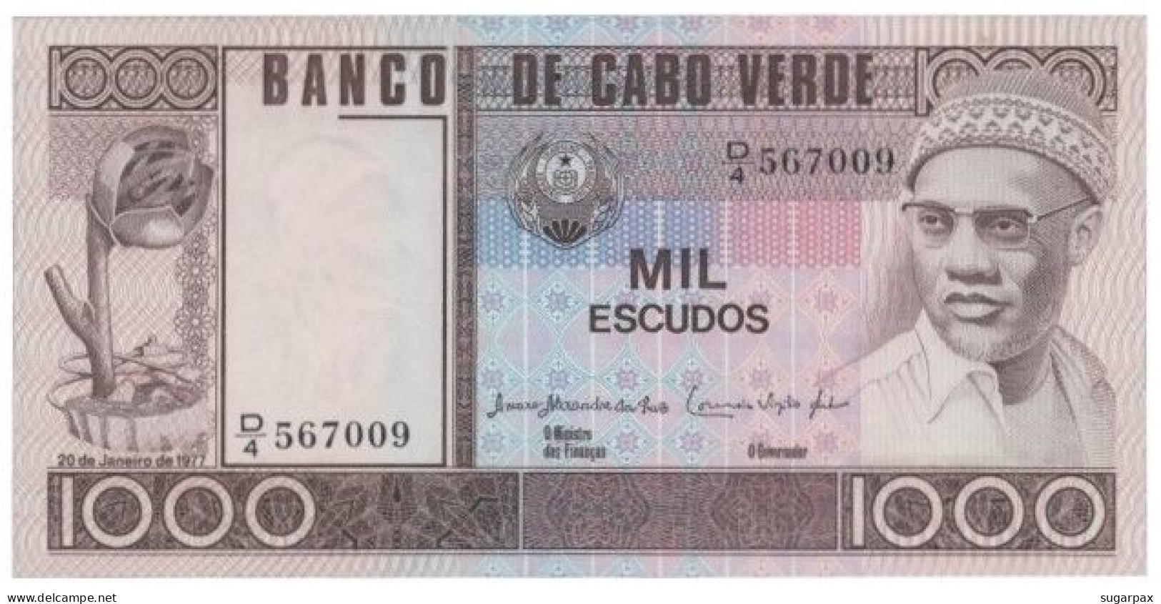 CAPE VERDE - 1000 ESCUDOS - 20.01.1977 - Pick 56.a - Unc. - Amilcar Cabral - 1 000 - Cap Verde
