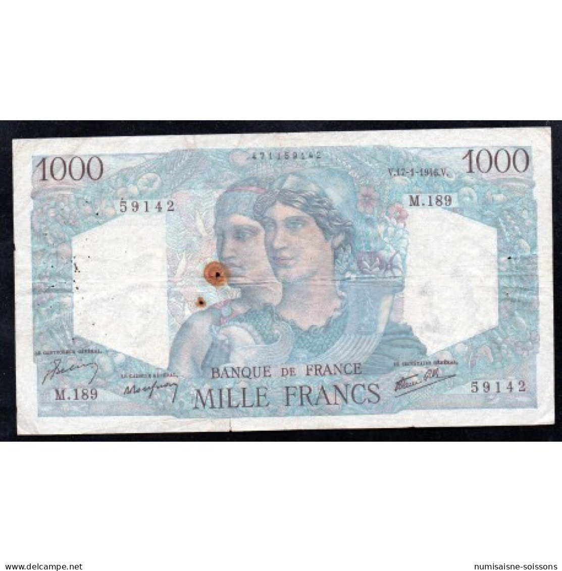 FAY 41/10 - 1000 FRANCS MINERVE ET HERCULE - 17/01/1946 - M.189 - PICK 130 - TB - 1 000 F 1945-1950 ''Minerve Et Hercule''