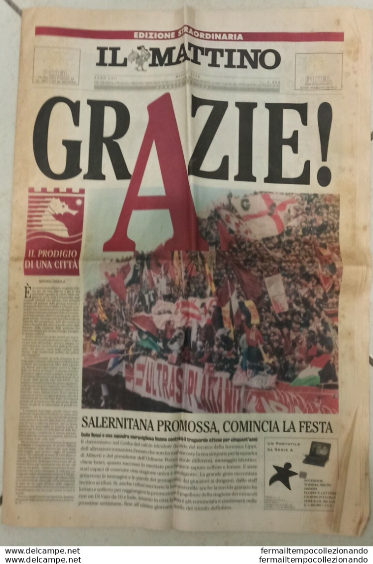 Bf Calcio Il Mattino Edizione Straordinaria Salernitana In Serie A Grazie! 1998 - Livres