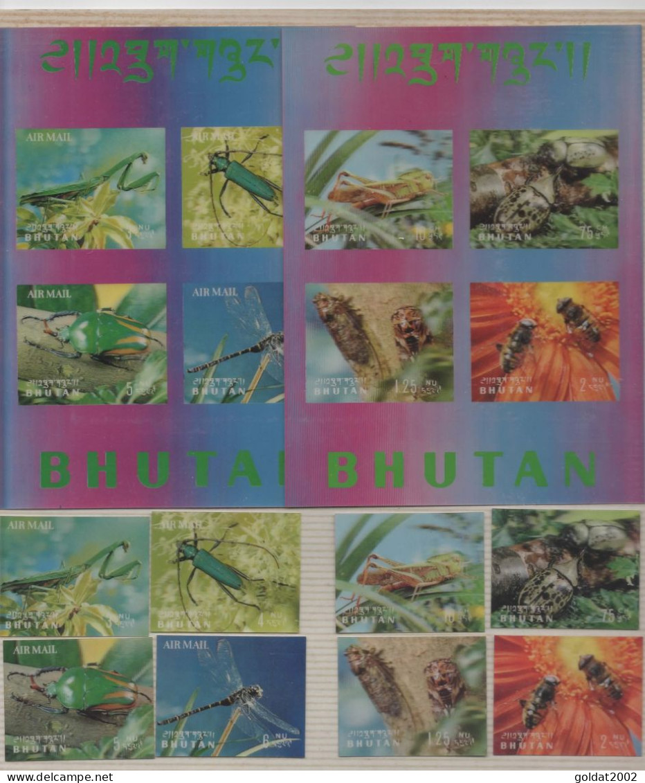 Bhutan 1969,  Insects ,  2 Souvenir Sheets + 8 Stamps , 3D , UNUSUAL - Bhoutan
