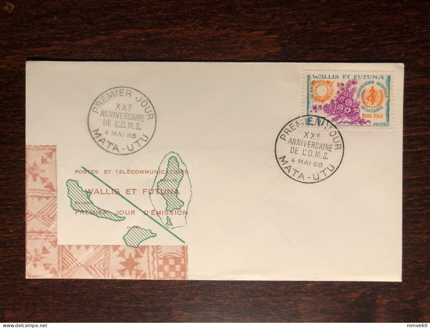 WALLIS & FUTUNA FDC COVER 1968 YEAR WHO HEALTH MEDICINE STAMPS - Covers & Documents