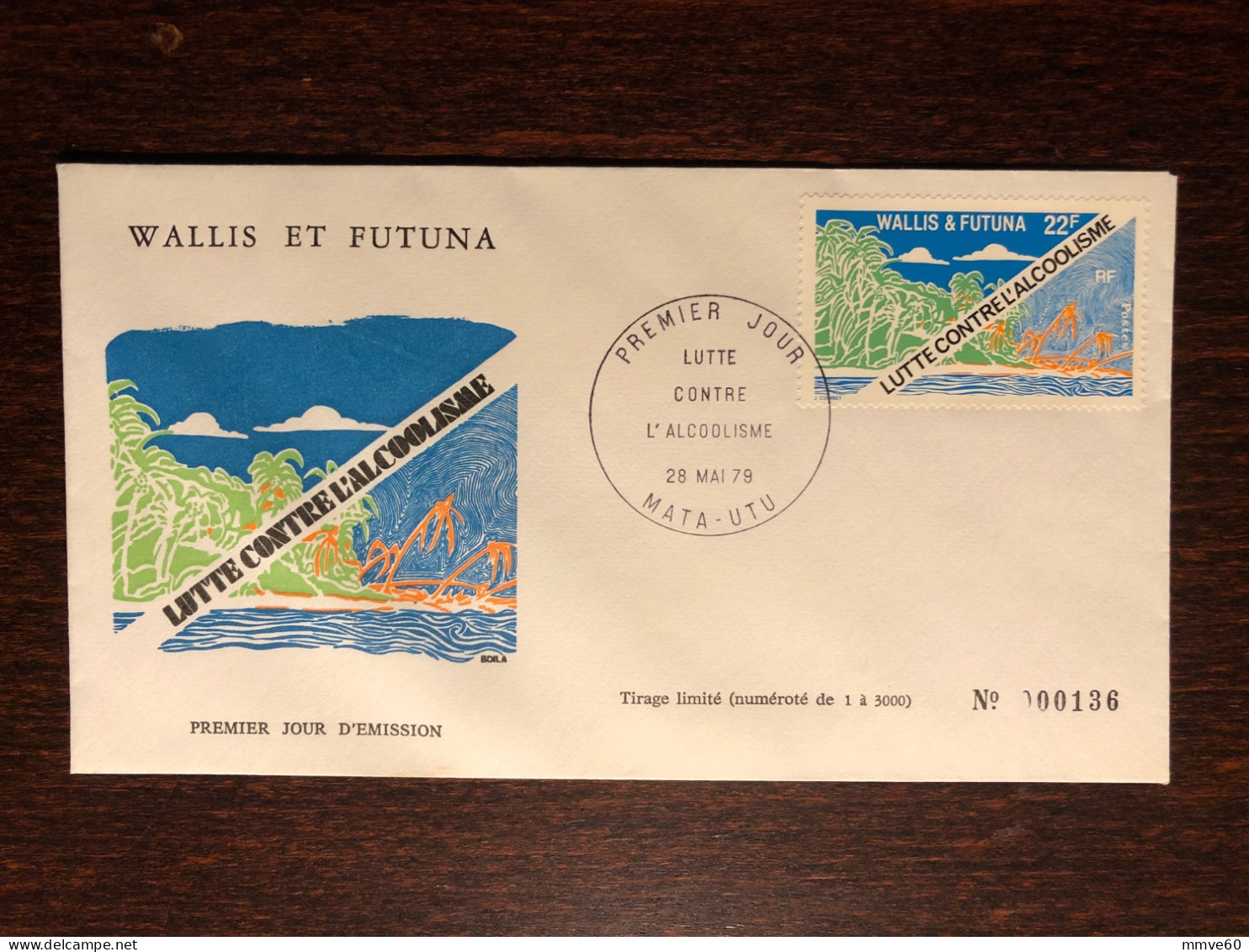 WALLIS & FUTUNA FDC COVER 1979 YEAR ALCOHOLISM HEALTH MEDICINE STAMPS - Covers & Documents