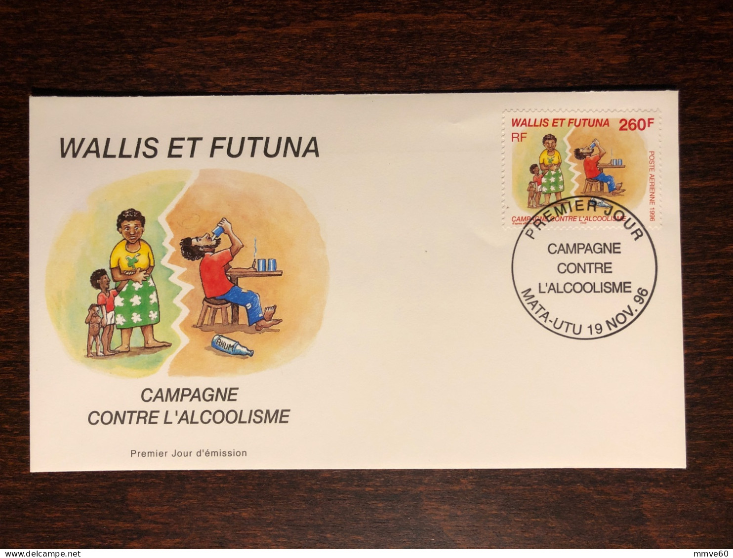 WALLIS & FUTUNA FDC COVER 1996 YEAR ALCOHOLISM HEALTH MEDICINE STAMPS - Brieven En Documenten