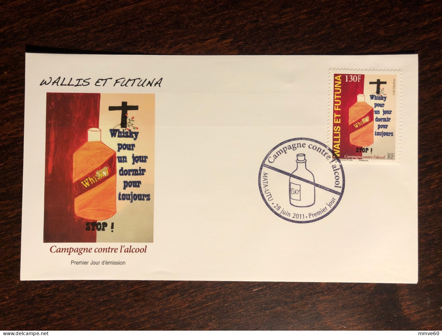 WALLIS & FUTUNA FDC COVER 2011 YEAR ALCOHOLISM HEALTH MEDICINE STAMPS - Brieven En Documenten