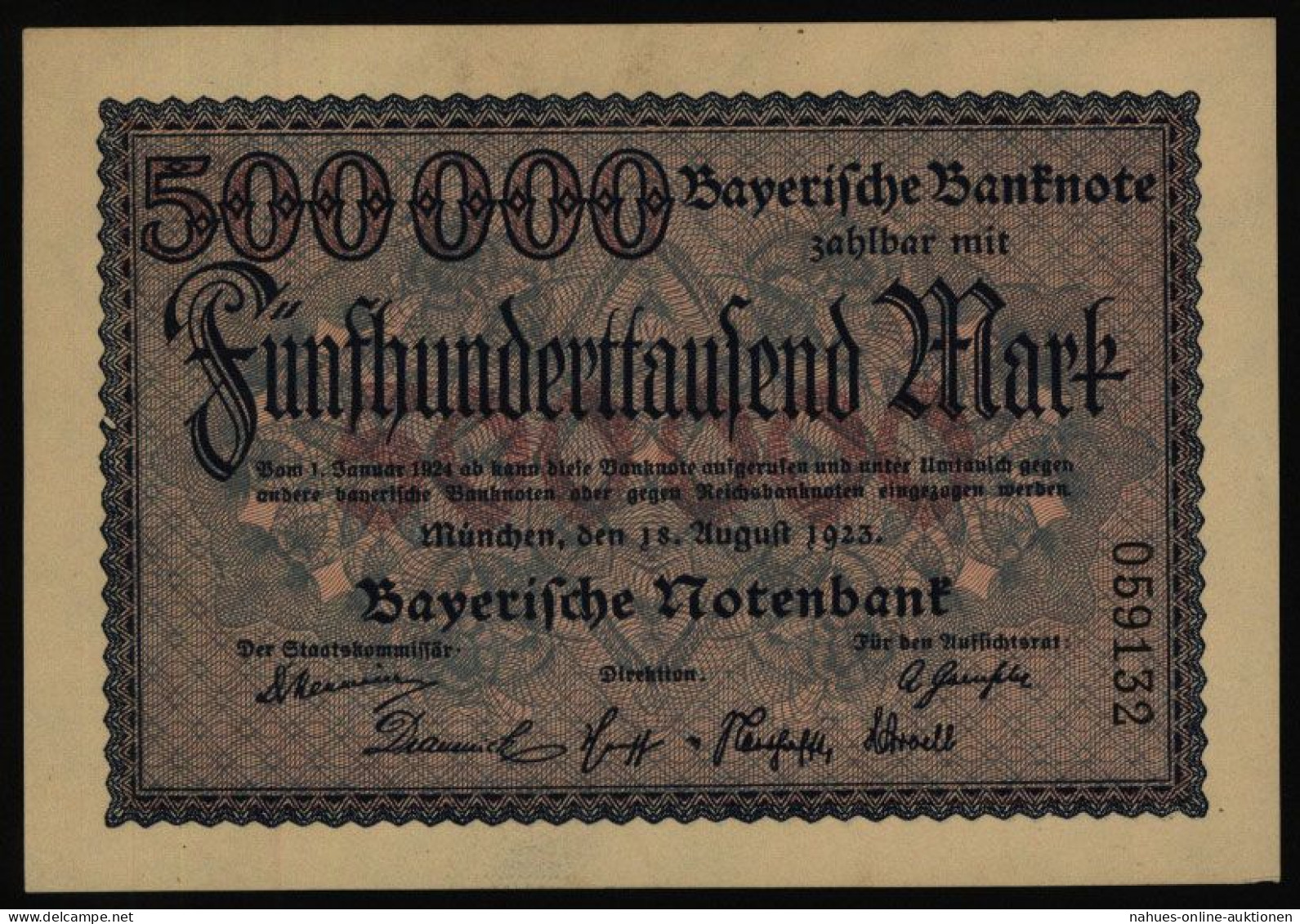 Geldschein Banknote Notgeld Bayern 11 500.000 Mark Länderbanknote 18.8.1923 - I. - Other & Unclassified