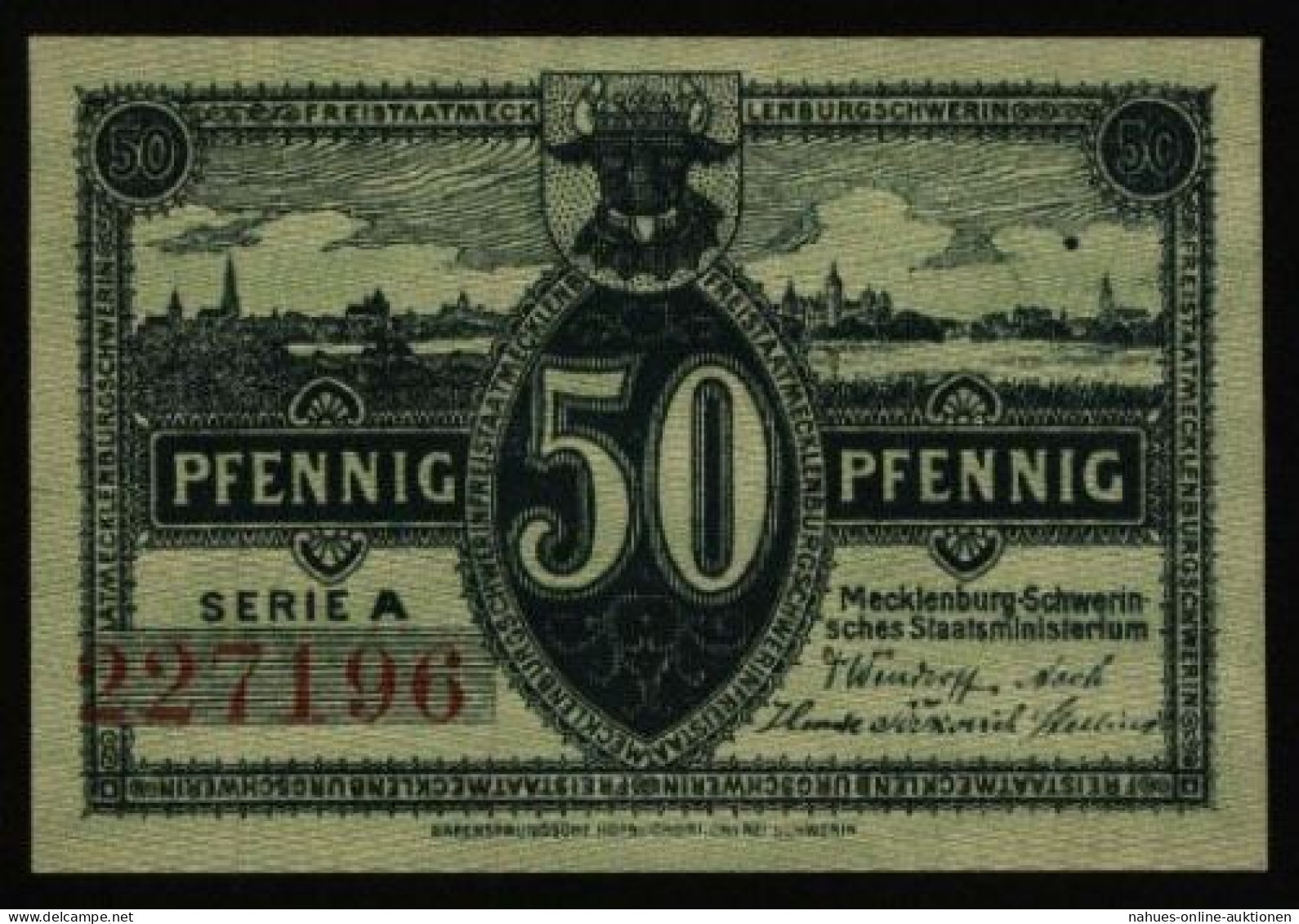 Geldschein Banknote Notgeld Mecklenburg-Schwerin 9 D. 50 Pfg. 1.5.1922 - I. - Sonstige & Ohne Zuordnung