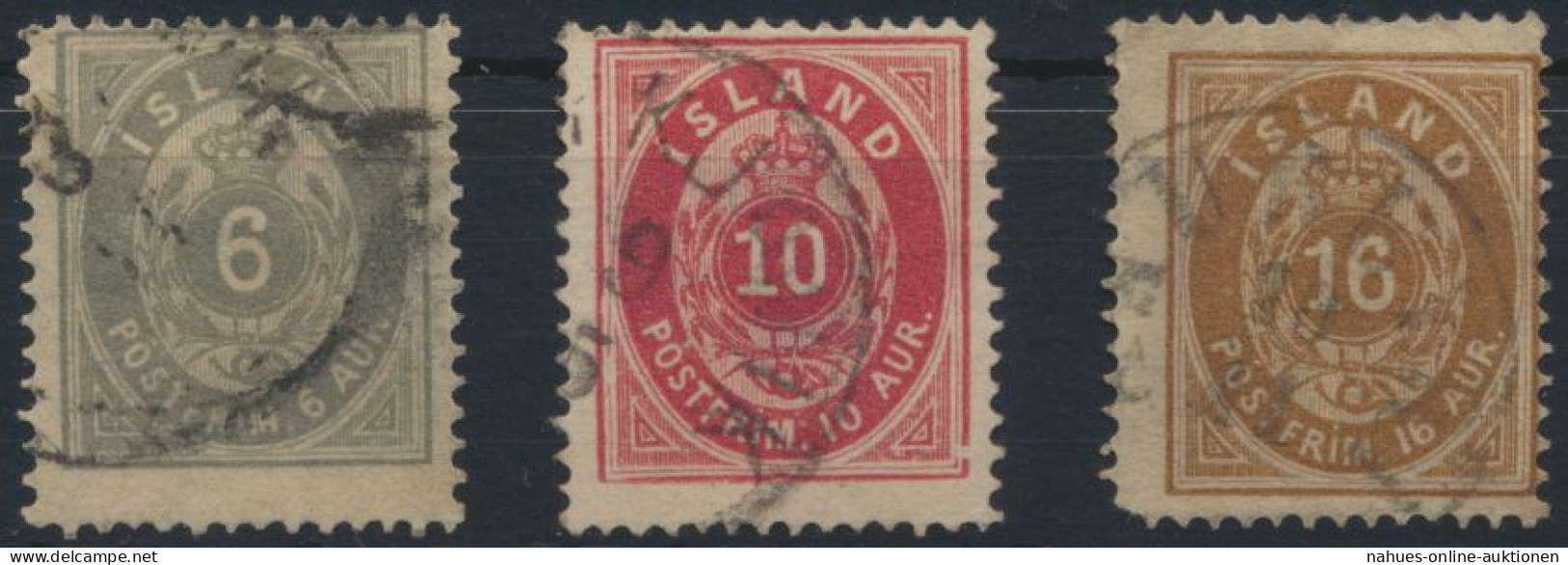 Island 7-9 A Krone 6 - 16 Aurar Gstempelt - Briefe U. Dokumente