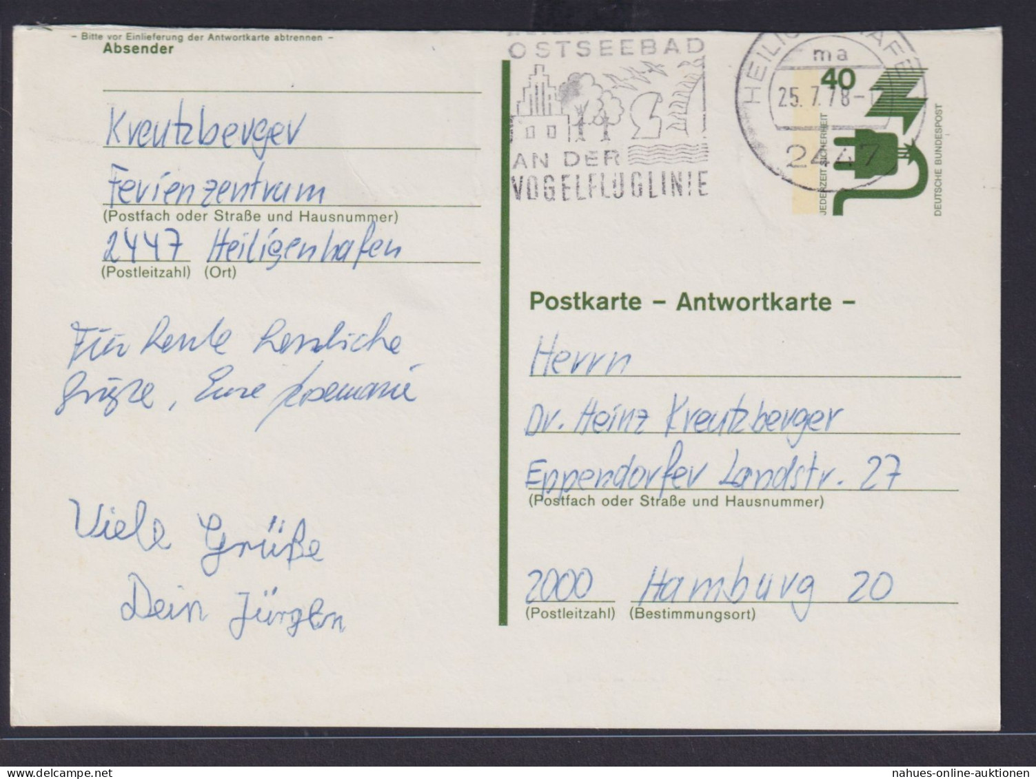 Bund Ganzsache Unfallverhütung + ZuF Industrie & T. P 119 Antwort Heiligenhafen - Postkarten - Gebraucht