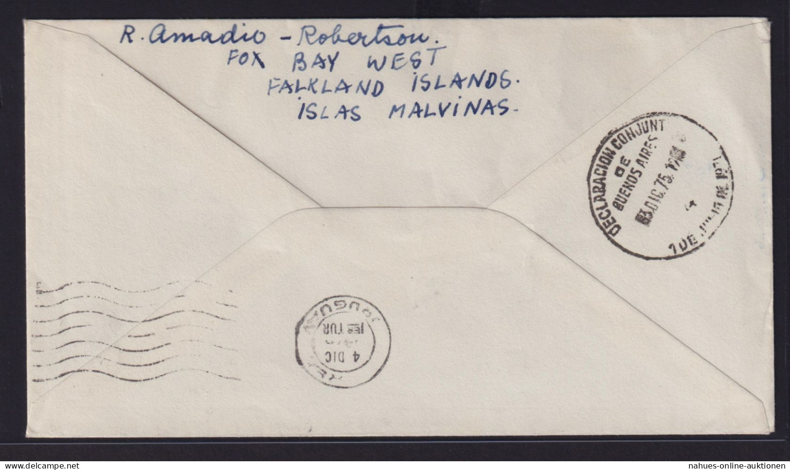 Falklandinseln Brief MEF 236 Wappen Destination Montevideo Uruquay 2.11.1975 - Falkland Islands