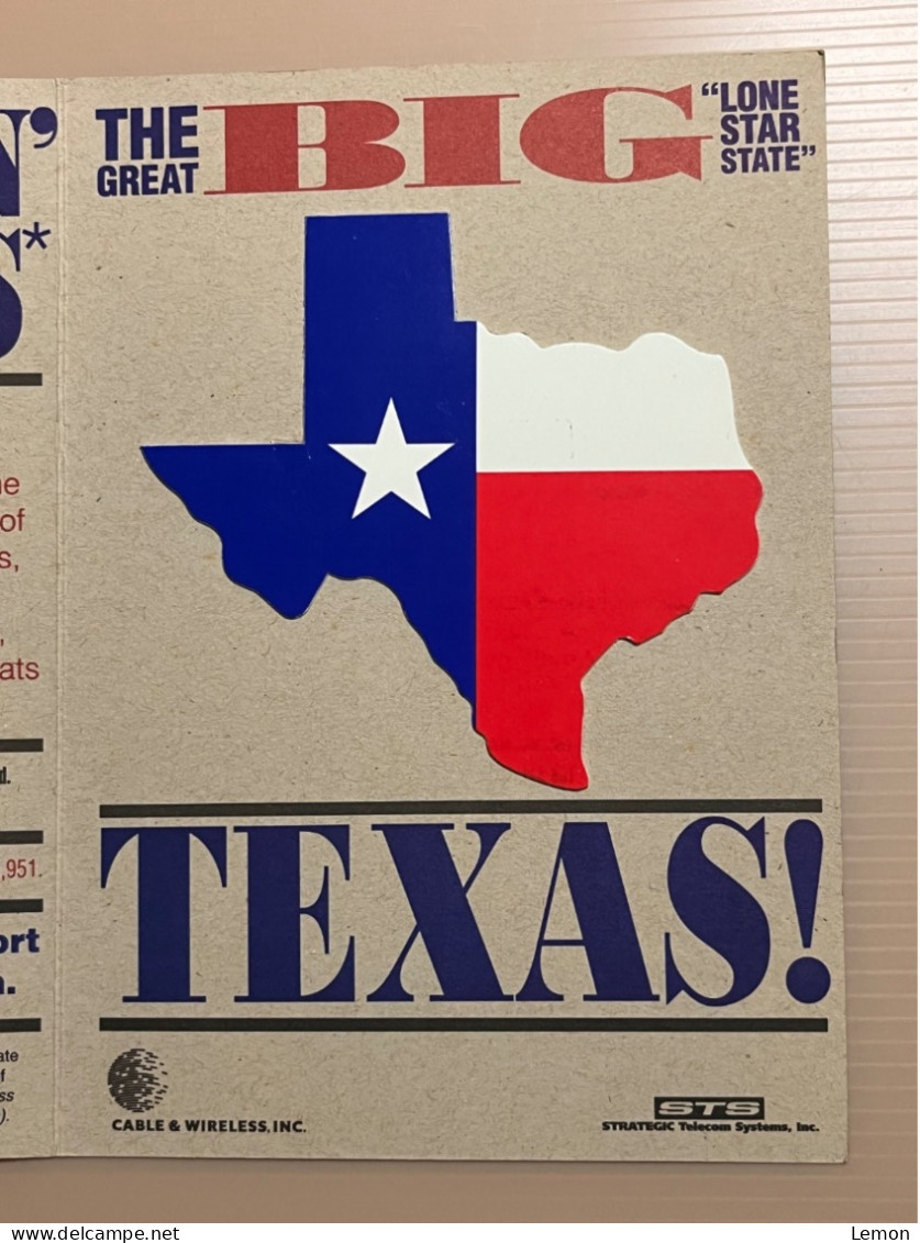 Mint USA UNITED STATES America STS Prepaid Phonecard, TEXAS Lone Star STS Fall Convention, Set Of 1 Mint Die-Cut Jumbo - Sonstige & Ohne Zuordnung