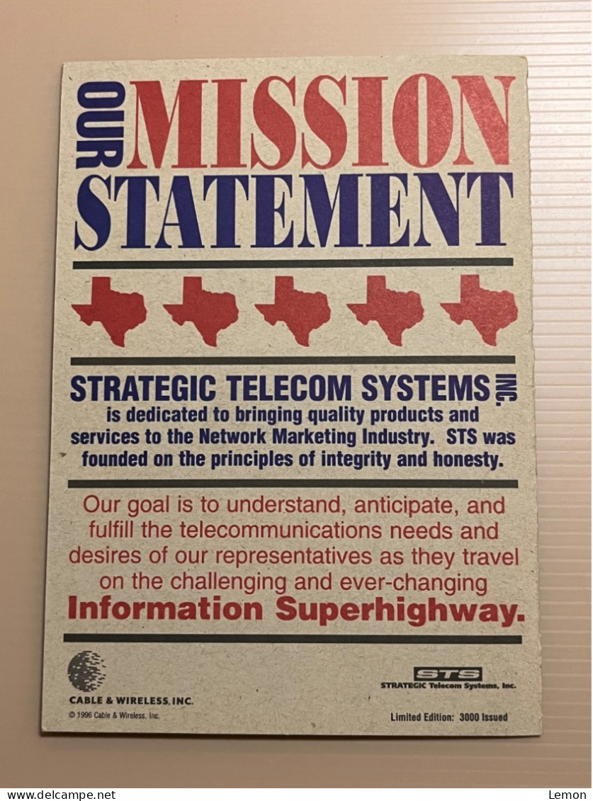 Mint USA UNITED STATES America STS Prepaid Phonecard, TEXAS Lone Star STS Fall Convention, Set Of 1 Mint Die-Cut Jumbo - Otros & Sin Clasificación