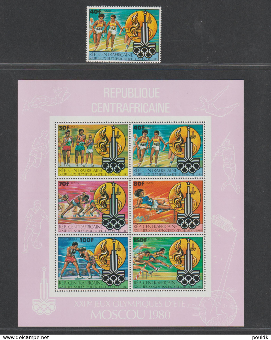 Republique Centrafricaine 1980 Olympic Games In Moscoiw - Two Souvenir Sheets, One Gold Overprinted + A Few Stamps - Verano 1980: Moscu