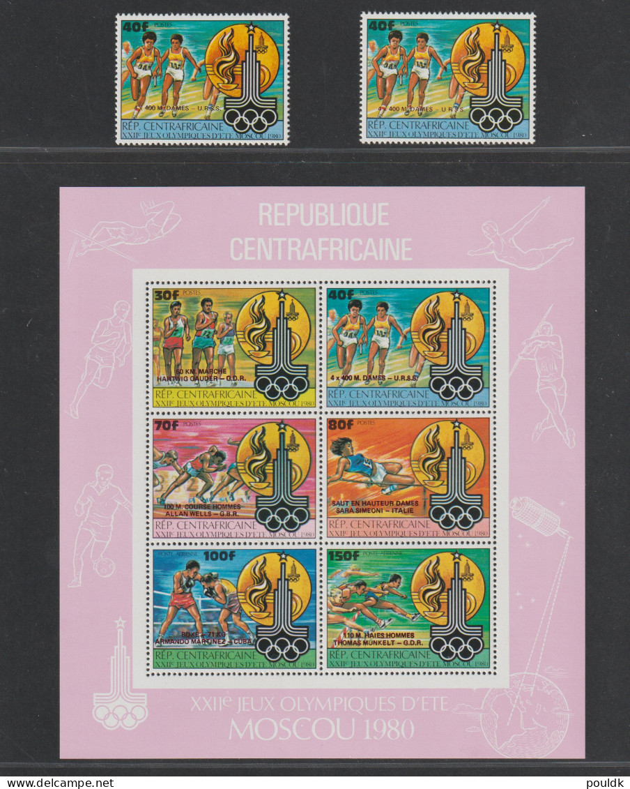 Republique Centrafricaine 1980 Olympic Games In Moscoiw - Two Souvenir Sheets, One Gold Overprinted + A Few Stamps - Summer 1980: Moscow