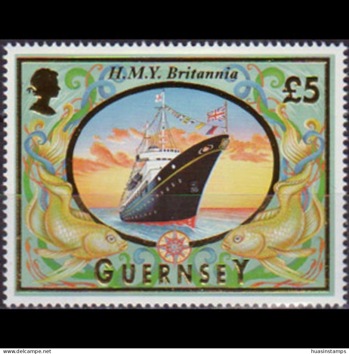 GUERNSEY 1998 - Scott# 663 Royal Yacht 5 Pound MNH - Guernesey