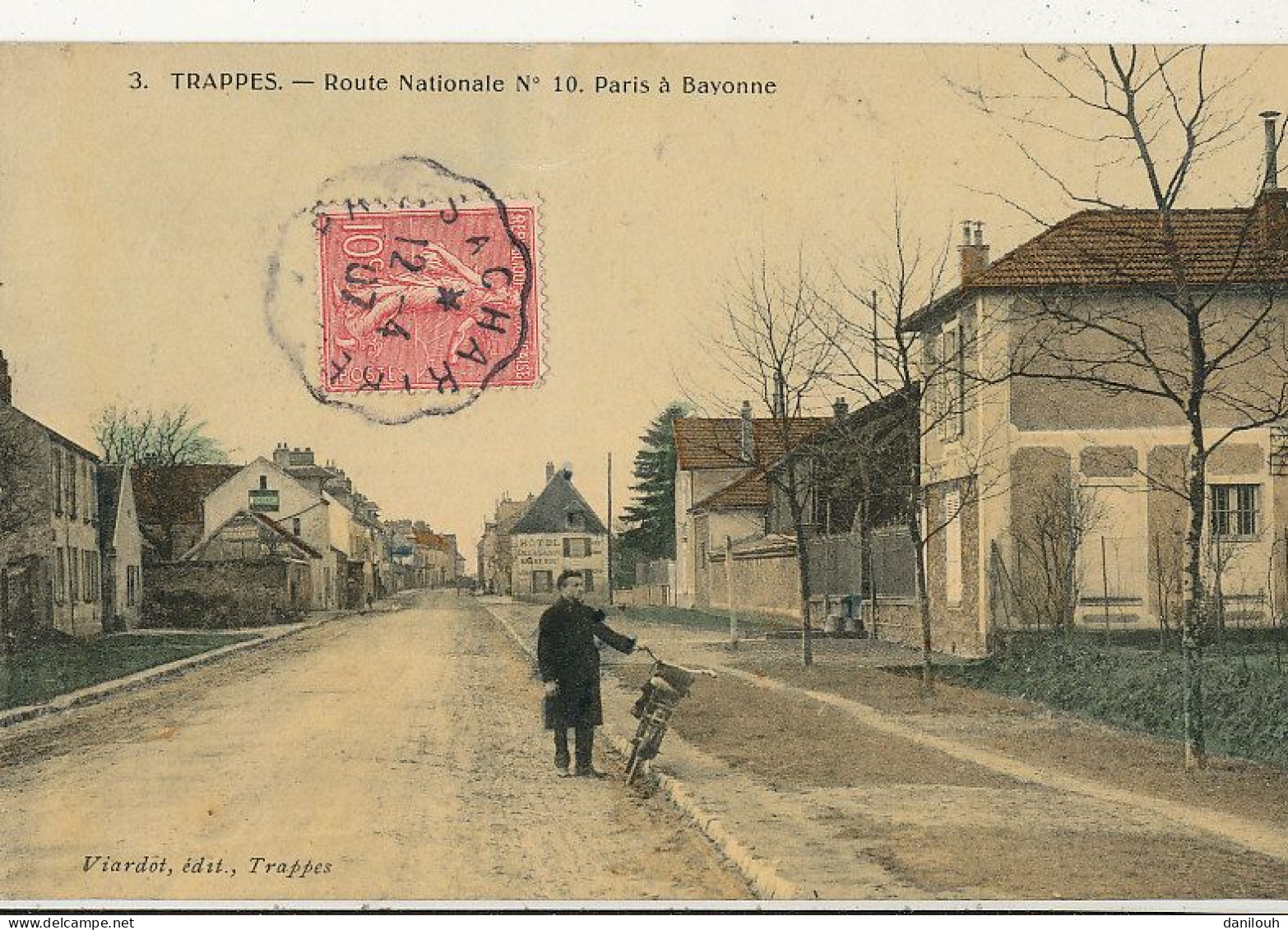 78 // TRAPPES    Route Nationale  N° 10 Paris à Bayonne   Edit Viardot  Colorisée Vernissée - Trappes