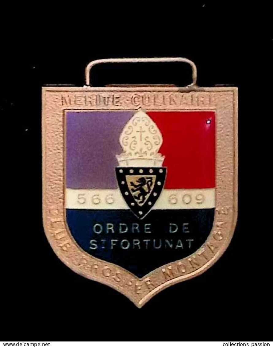 Médaille, émaillée, Mérite Culinaire, Club Prosper Montagne, ORDRE DE SAINT FORTUNAT, 2 Scans, Frais Fr 3.35 E - Professionnels / De Société