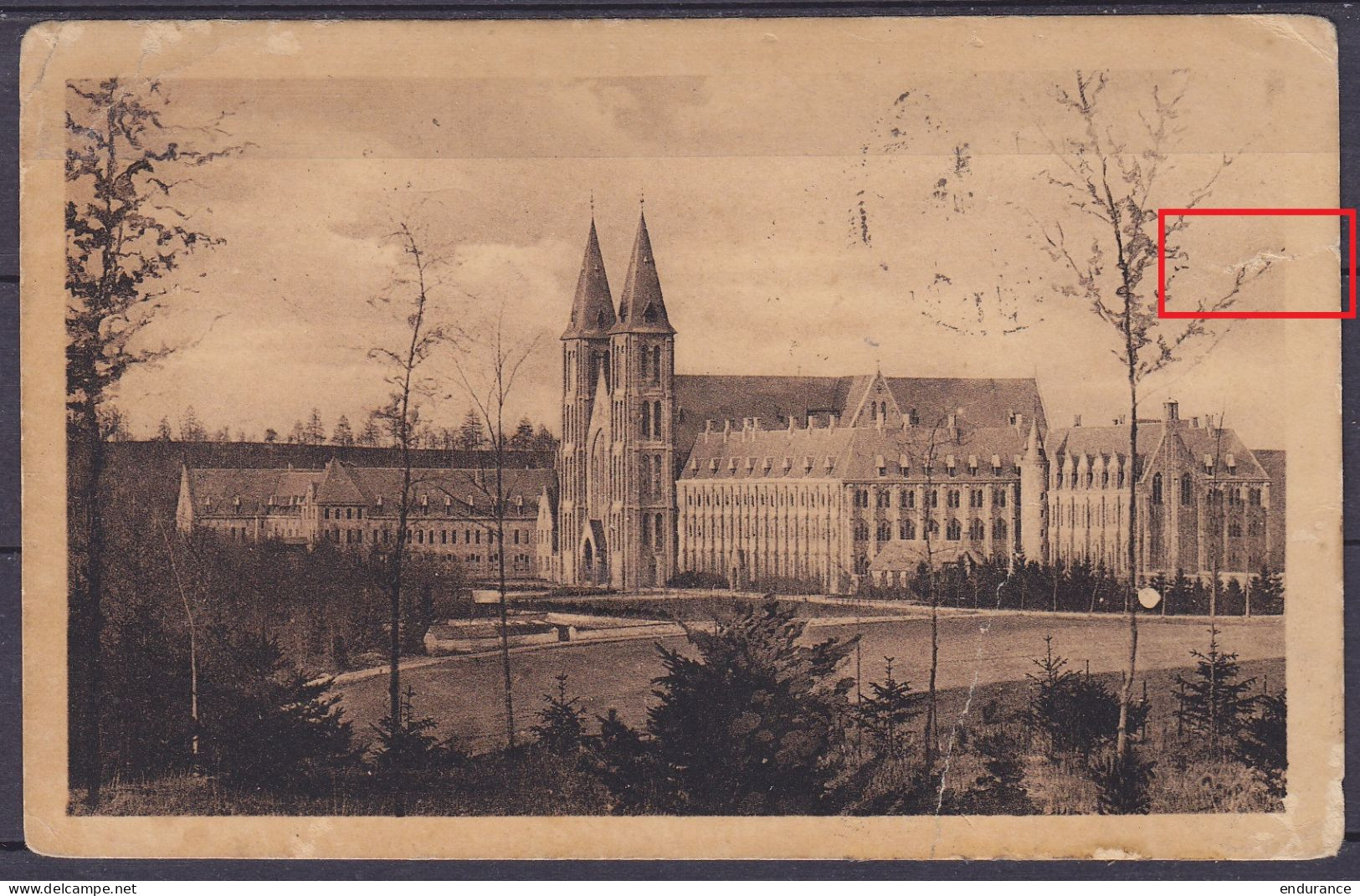 CP "Abbaye De Maredsous" Affr. 2x N°169 Càd MAREDRET (SOSOYE) /27 V 1921 Pour SIN-LE-NOBLE Douai - Légère Déchirure, Voi - 1919-1920  Cascos De Trinchera