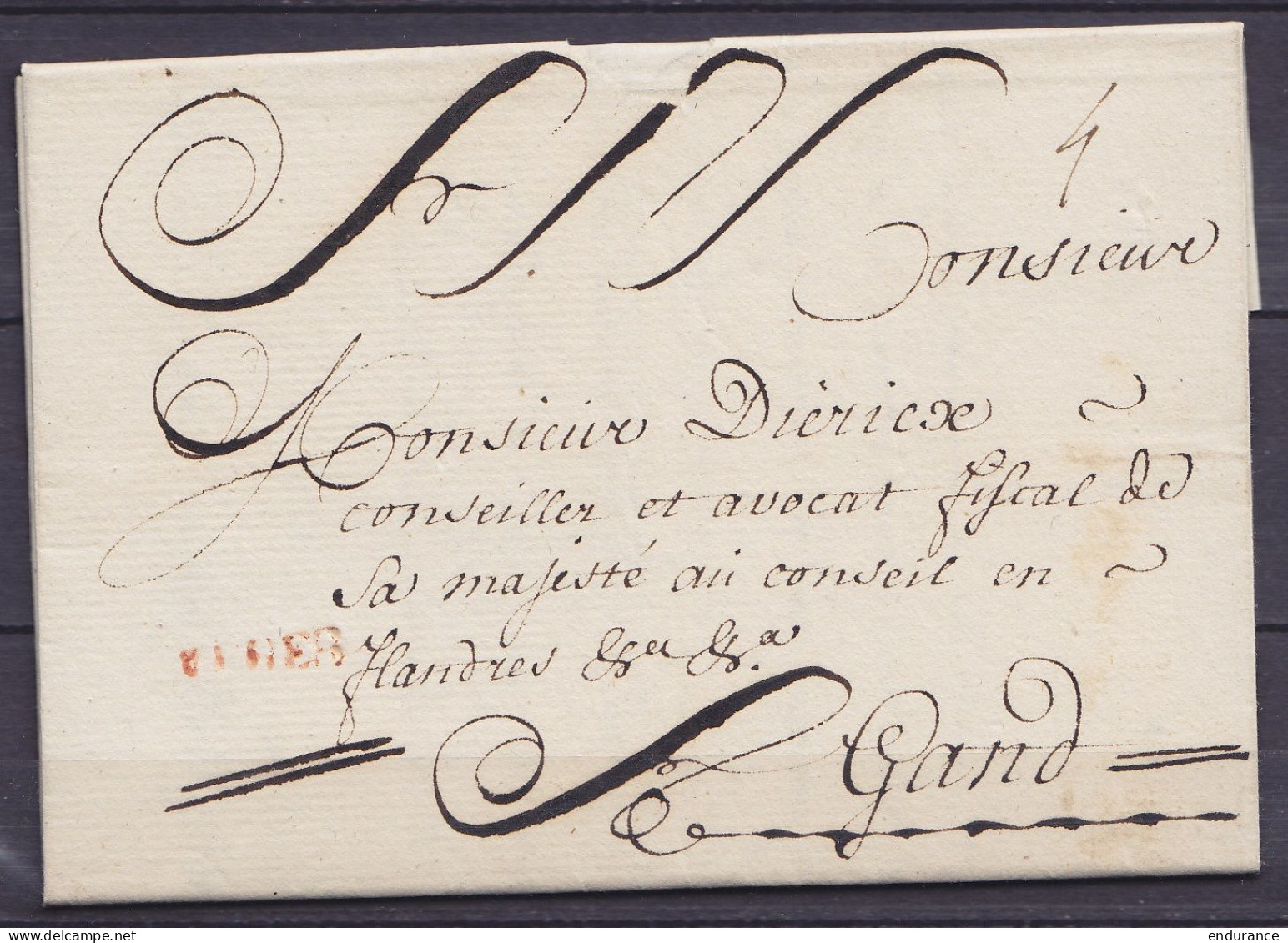 L. Datée 7 Mai 1770 De YPRES Pour GAND - Griffe "IEPER" - Port "3" - 1714-1794 (Paises Bajos Austriacos)