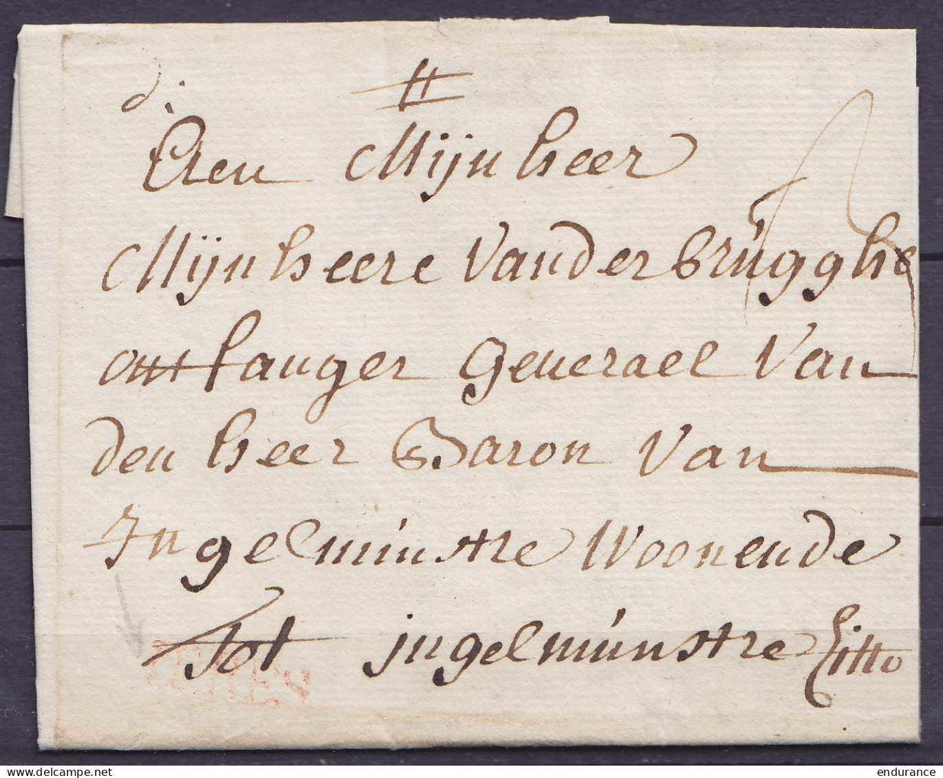 L. Datée 29 Juillet 1765 De YPRES Pour INGELMUNSTER - Griffe Rouge "YPRES" - Port "3" - 1714-1794 (Paises Bajos Austriacos)