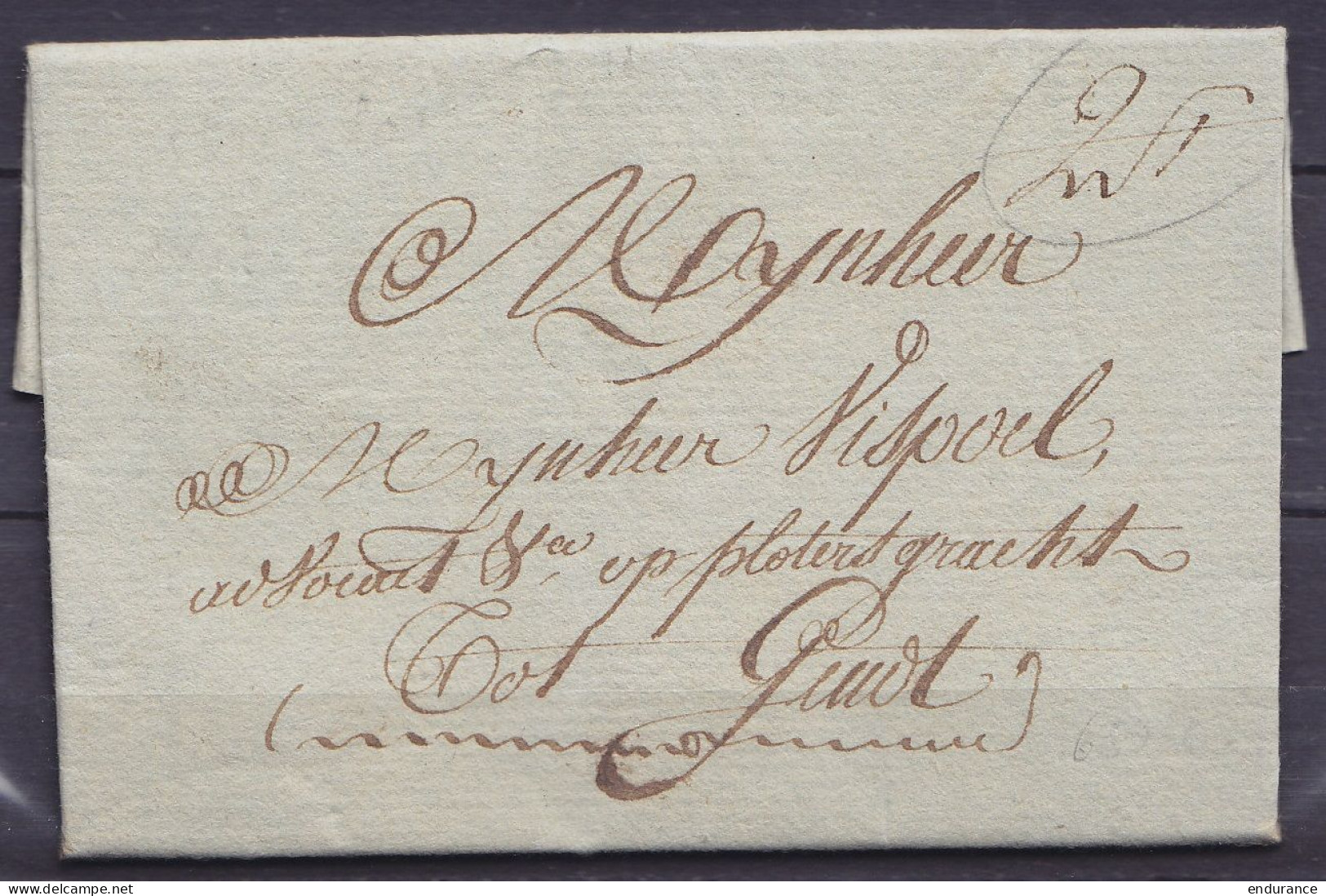 L. Datée 16 Brumaire An 11 (7 Nov 1802) De ST-NICOLAS Pour GENT - Port "2St" - 1794-1814 (Periodo Frances)