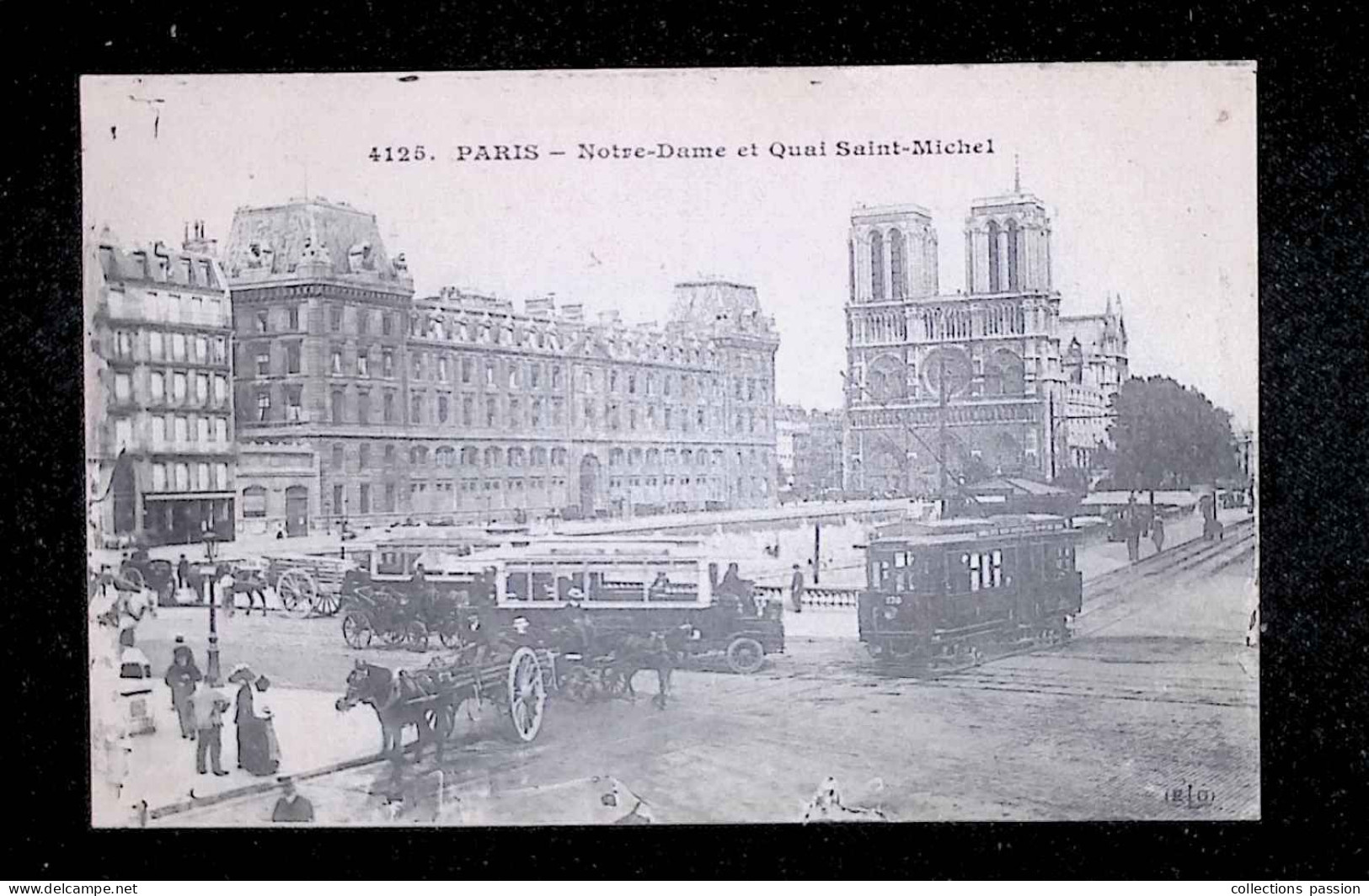 Cp, Automobile, Bus, Tramway, Attelages, 75, Paris, Notre Dame Et Quai Saint-Michel, écrite 1918, Ed. Le Deley - Buses & Coaches