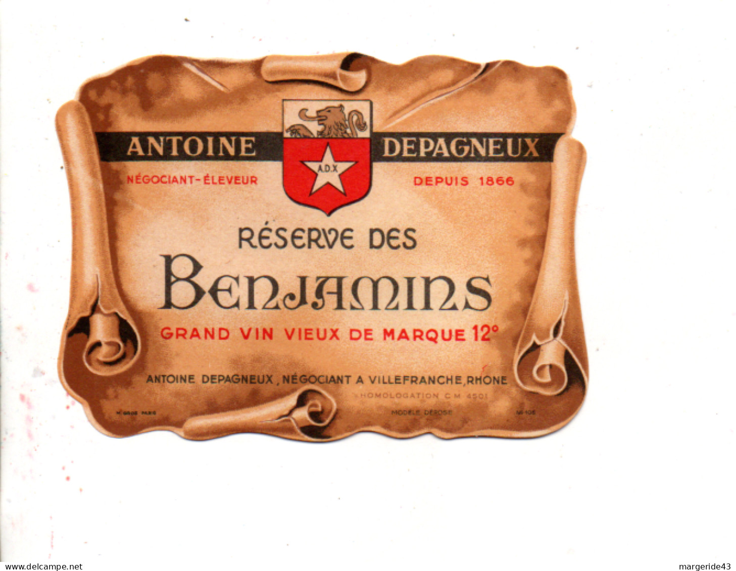 ETIQUETTE ANTOINE DEPAGNEUX RESERVE DES BENJAMINS - Red Wines