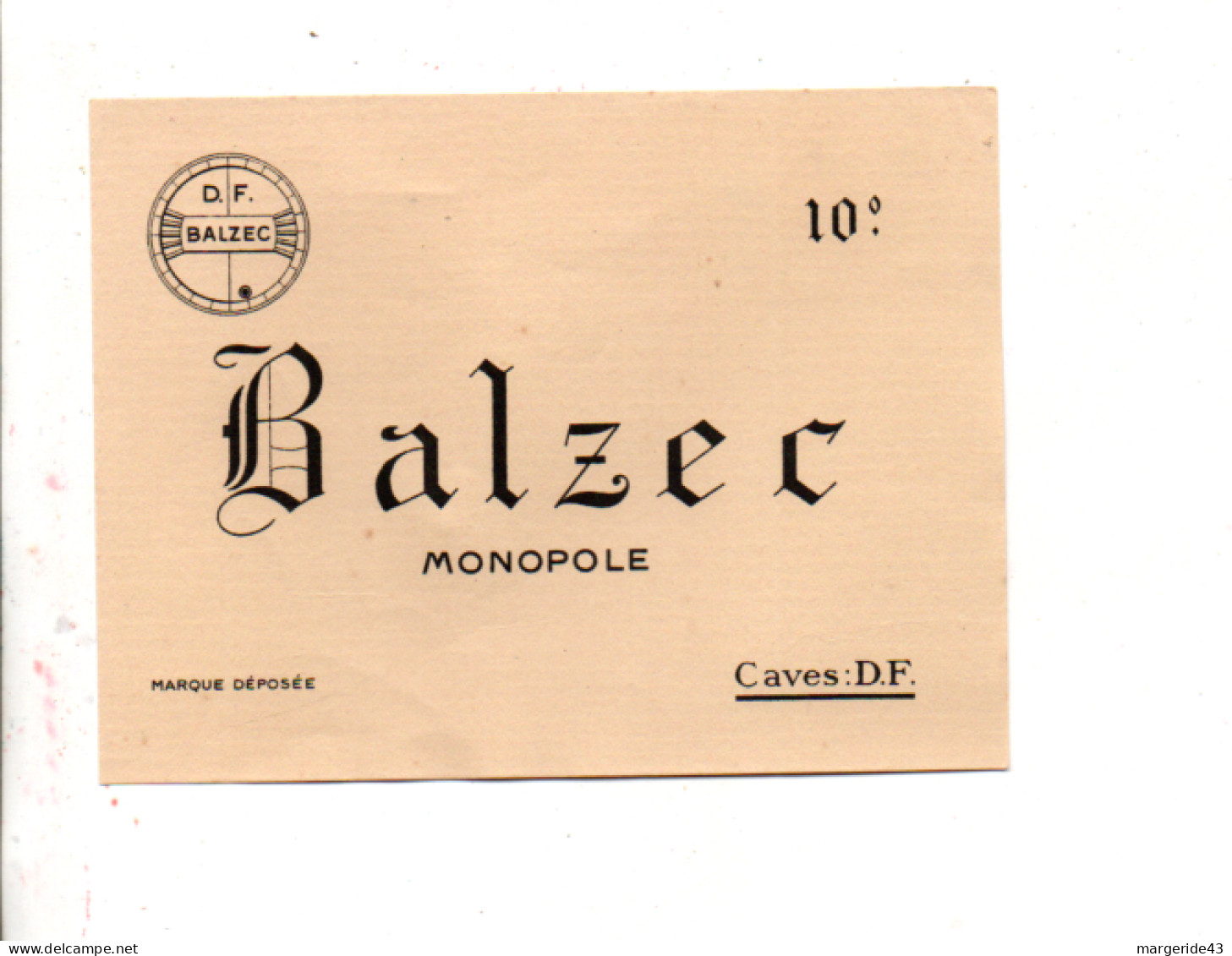 ETIQUETTE BALZEC MONOPOLE - Other & Unclassified
