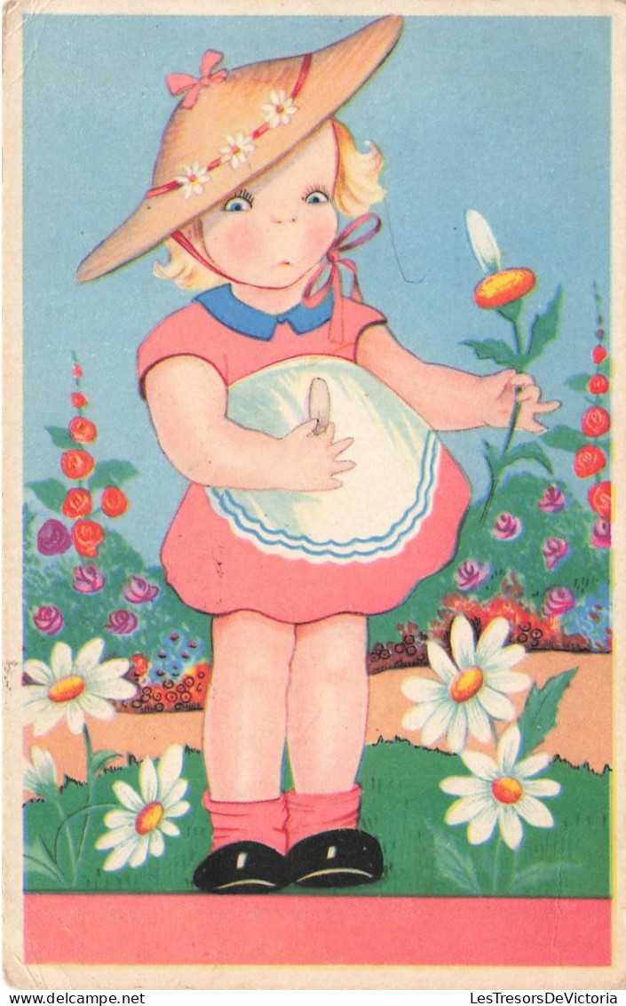FANTAISIES - Une Petite Fille Tenant Une Fleur Dans Sa Main  - Carte Postale Ancienne - Autres & Non Classés