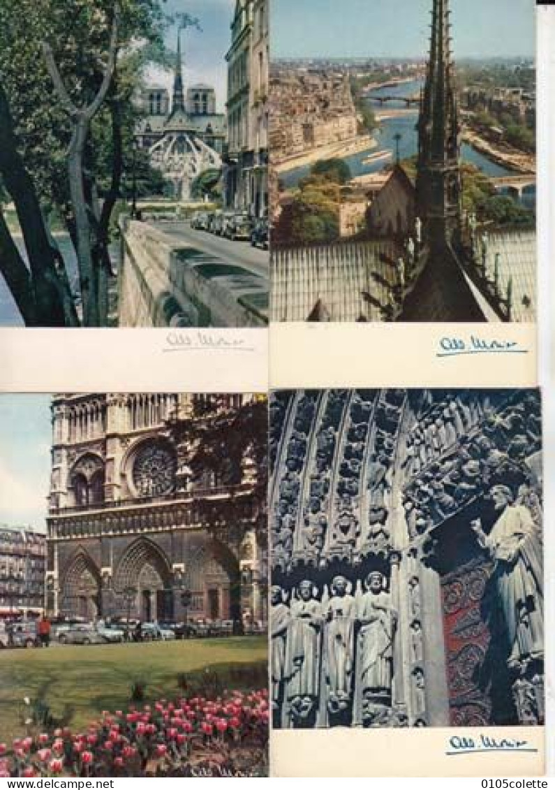 4 Cartes -  PARIS - Notre Dame Vue Par Albert Monier - PRIX FIXE - ( Cd061) - Monier