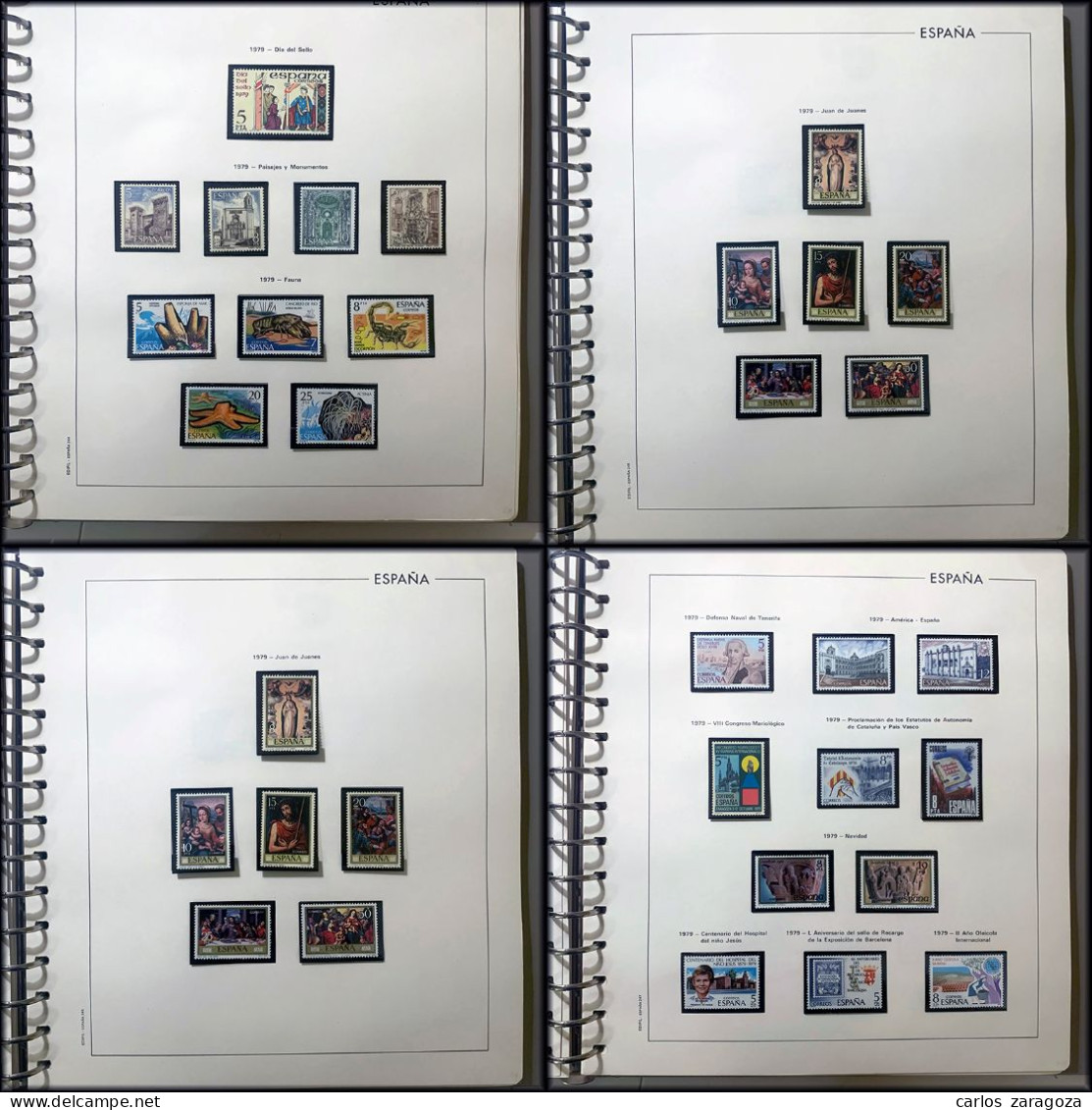 ESPAÑA 1977 a 1983—AÑOS COMPLETOS ** sellos nuevos MNH en album FILABO con cajetín. Hojas EDIFIL