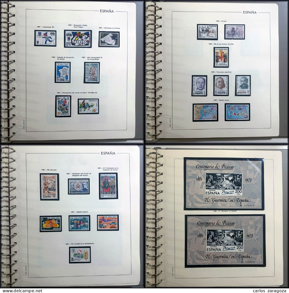 ESPAÑA 1977 a 1983—AÑOS COMPLETOS ** sellos nuevos MNH en album FILABO con cajetín. Hojas EDIFIL