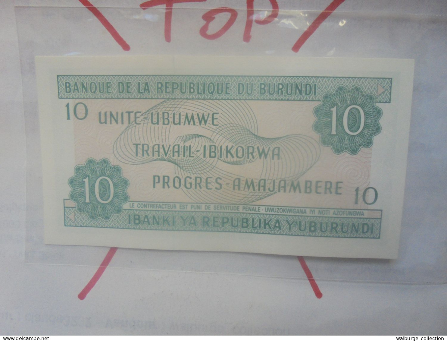 BURUNDI 10 FRANCS 1989 Neuf (B.33) - Burundi