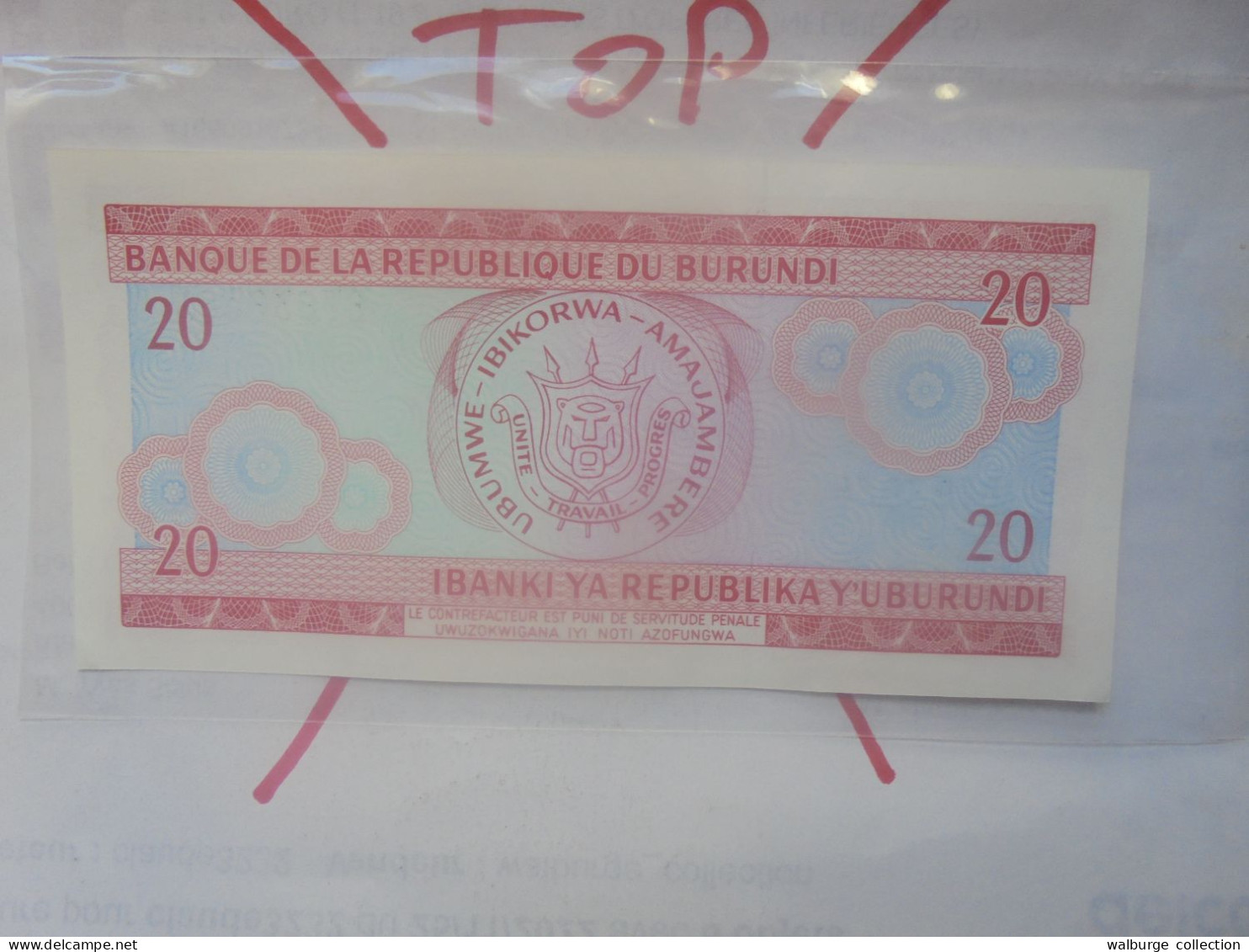 BURUNDI 20 FRANCS 1989 Neuf (B.33) - Burundi