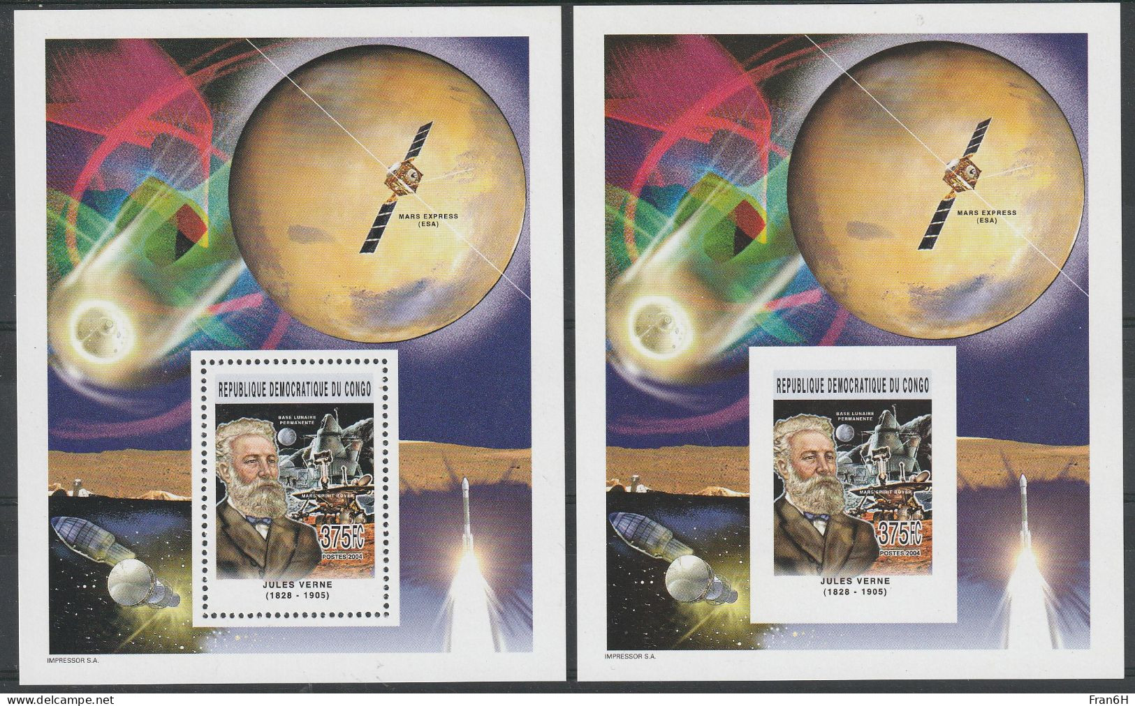 2 Blocs Jules VERNE Dent. + Non Dent. - Neufs ** - MNH - Année 2004 - Mint/hinged